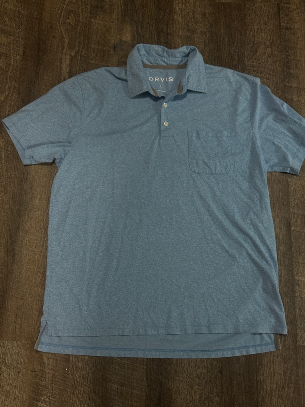 Orvis Heather Blue Men’s Lightweight Athletic Drytex Polo Size Large